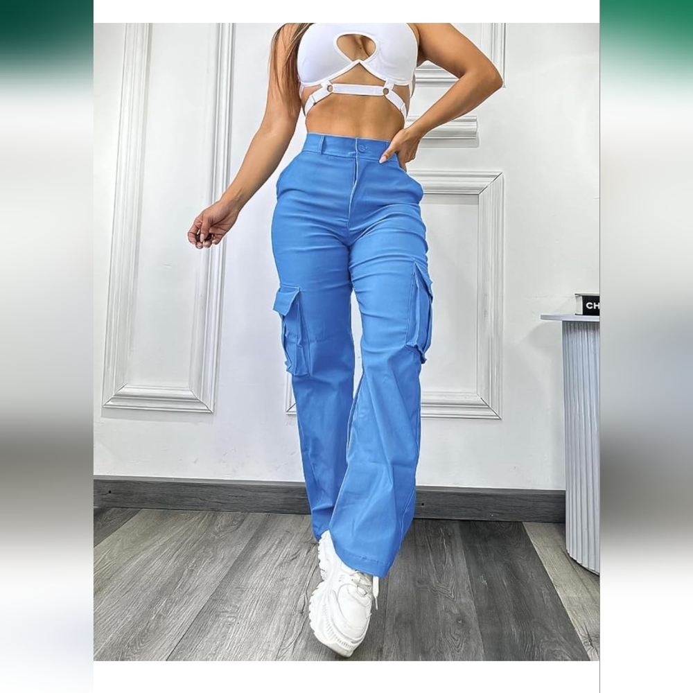 High Waisted Blue Pants